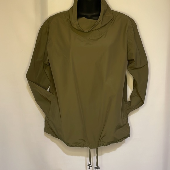 Eileen Fisher olive funnel neck pullover drawstring organic cotton blend jacket - Picture 4 of 9